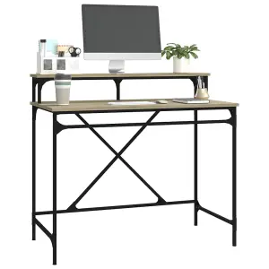 Berkfield Desk Sonoma Oak 100x50x90 cm Engineered Wood and Iron