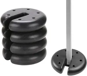 Set of 4 Round Canopy Tent Leg Weights Secure Anchor Gazebo Camping Outdoor - 9.4kg Total Weight