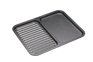 MasterClass Non-Stick 2-in-1 Divided Crisping Tray / Ridged Baking Tray