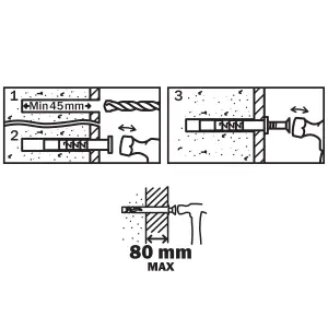 Diall PZ Countersunk Hammer fixing (Dia)8mm (L)120mm, Pack of 10