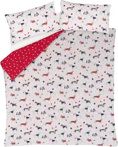 Smart Living Luxury Christmas Jumper Dog Puppies Reversible Duvet Cover with Pillowcase