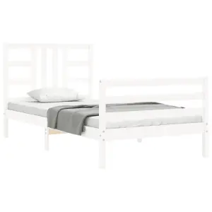 Berkfield Bed Frame with Headboard White 100x200 cm Solid Wood