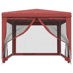 Berkfield Party Tent with 4 Mesh Sidewalls Red 3x4 m HDPE