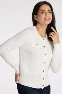 Brave Soul White - Knitted Cardigan With Pockets, Size: S