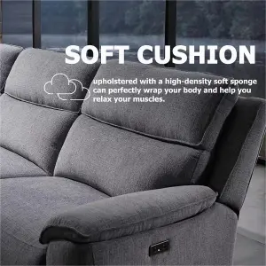 Recliner Sofa Set, Corner Sofa Set Large 5 Seats Motor Recliner Fabric Armchair Set, Reclining Sectional Sofa - 1C2 Set