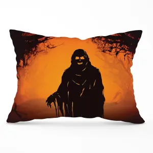 A Spooky Black And Orange Ghost Cushions 33cm x 48cm