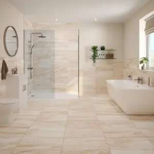 Johnson Tiles Orkney Beige Matt Stone effect Ceramic Indoor Wall & floor Tile Sample