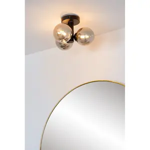 Lucide Trudy Modern Flush Ceiling Light Bathroom 28cm - 3xG9 - IP44 - Black