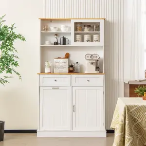 Costway Kitchen Buffet Freestanding Kitchen Pantry Storage Cabinet Cupboard w/ 4 Doors