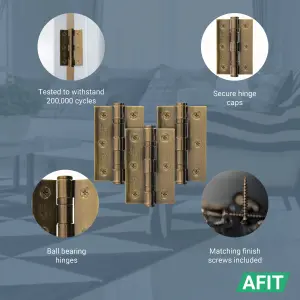 AFIT Florentine Bronze Door Hinges - 3 Inch / 76mm  Internal Fire Door Hinges - 1.5 Pairs