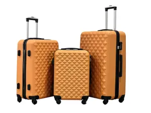 3pc ABS 4 Wheel Diamond Luggage Set - Orange