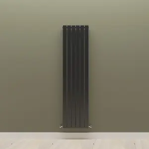 Vertical Black Single Flat Panel Radiator (H) 1600 mm x (W) 408 mm, 3056 BTU.