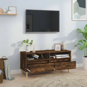 Berkfield TV Cabinet Smoked Oak 100x34.5x44.5 cm Engineered Wood