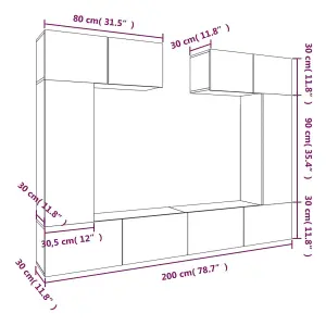 Berkfield 6 Piece TV Cabinet Set Grey Sonoma Engineered Wood