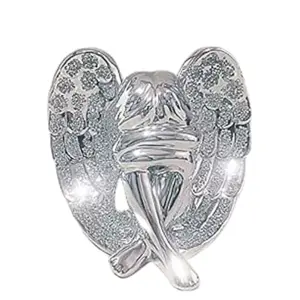 Beautiful Angel with Wings Silver Sparkle Ornament Crushed Diamond