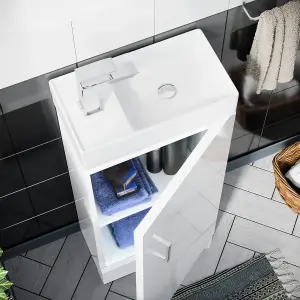 Nes Home 400mm Vanity Basin Unit & Close Coupled Toilet White