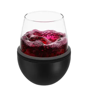 Asobu Stemless Wine Glass with Insulated Stainless Steel Sleeve 444ml Black