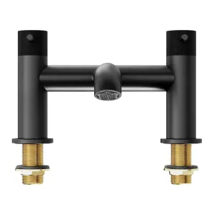 GoodHome Owens Matt Black Deck-mounted Manual Double Bath Filler Tap