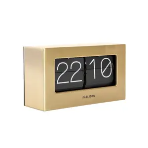 Utilitarian Digital Mechanical Alarm Tabletop Clock in Gold