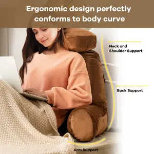 Costway Big Bed Rest Pillow Soft Back Support with Support Arms Relaxing Gaming Reading