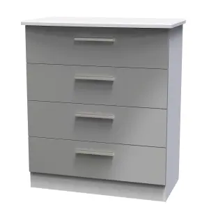 Harrow 4 Drawer Chest in Grey Gloss (Ready Assembled)