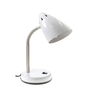 Interiors by Premier White Gloss Desk Lamp, Adjustable Living Room Desk Lamp,  Minimalistic Desk Lamp for Reading & Writing