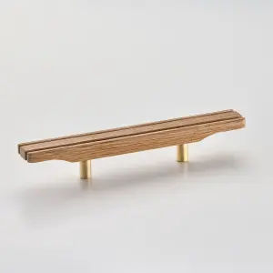 Solid Oak & Brass Handle - Harvington 200mm Clear Lacquer