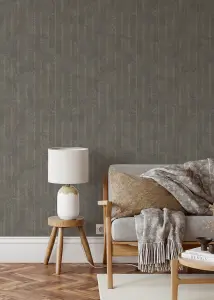 Muriva Charcoal Geometric Fabric effect Patterned Wallpaper