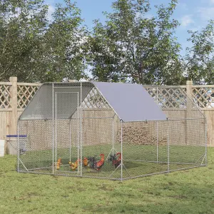 PawHut Chicken Run with Roof, Walk In Chicken Coop for 10-12 Chickens, Hen House, Duck Pen, Outdoor 380 x 280 x 195cm