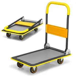 Costway Folding Push Cart Dolly Moving Hand Truck Rolling Flatbed Platform Cart 150KG