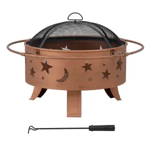 SUNJOY 83cm Outdoor Patio Fire Pit, Wood Burning Fire Pit Includes Lid & Poker