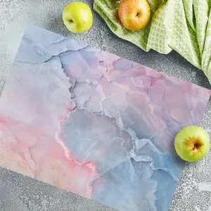 Textured Glass Chopping Board Pastel Marble Print - Medium