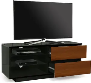 Centurion Supports Gallus Gloss Black with 2-Walnut Drawers and 2 Shelves up to 55" LED, LCD, Plasma TV Cabinet