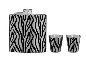 Interiors By Premier Stylish Zebra Design Hip Flask Set, Durable Hip Flask For Men, Glamorous Design Alcohal Flask For Everyone