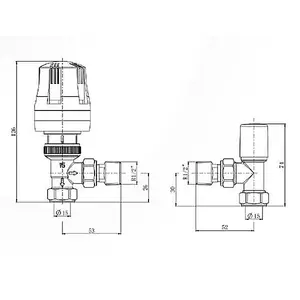 Thermostatic Radiator Valve Angled TRV & Lockshield 15mm Radiator Thermostat Valve - Corso Bathrooms