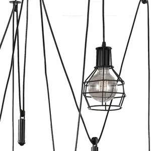 Luminosa Spider 5 Light Wire Shade Cluster Pendant Ceiling Light, Black