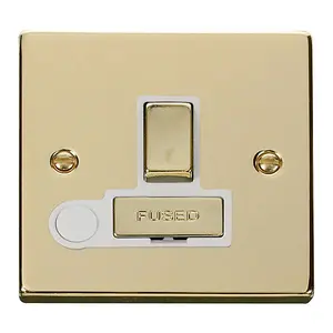 Polished Brass 13A Fused Ingot Connection Unit Switched With Flex - White Trim - SE Home