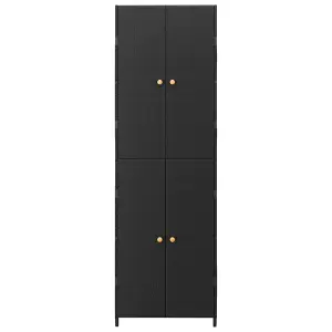 Berkfield Garden Storage Cabinet Black 59x40x180 cm Poly Rattan