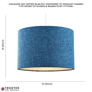 Contemporary and Sleek 12 Inch Midnight Blue Linen Drum Lamp Shade 60w Maximum