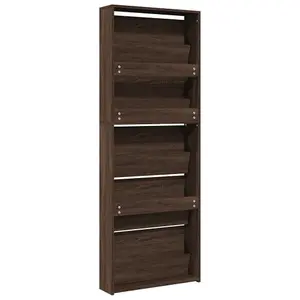 Berkfield Shoe Cabinet with Mirror 5-Layer Brown Oak 63x17x169.5 cm