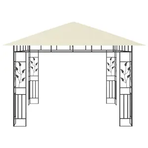 Berkfield Gazebo with Mosquito Net&LED String Lights 3x3x2.73 m Cream