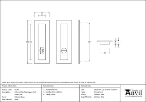 From The Anvil Polished Brass 175mm Plain Rectangular Pull - Privacy Set