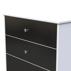 Taunton 4 Drawer Deep Chest in Black Gloss & White (Ready Assembled)