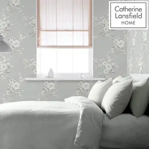 Catherine Lansfield Canterbury Floral Wallpaper Sage Muriva 165508