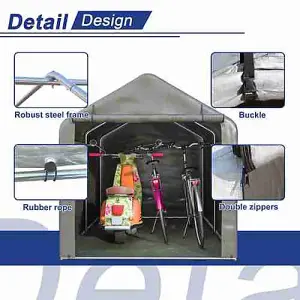 Birchtree Large Grey Backyard Waterproof Bicycle Motorbike Storage Tent PE Shed