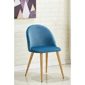 Set of 6 Lucia Velvet Dining Chairs Upholstered Dining Room Chairs, Blue