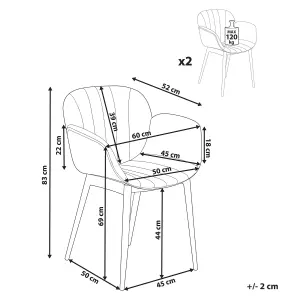 Set of 2 Dining Chairs ALICE Light Grey