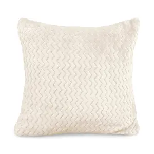 Moneeba Snug Soft Chevron Patterned Mink Moda Plush Cushion Cream / 43cm x 43cm