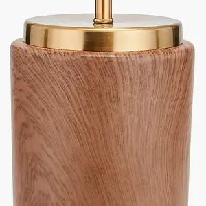 Wood Effect Ceramic Table Lamp with Shade