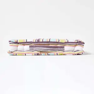 Homescapes Cotton Osaka Green Stripes Floor Cushion, 50 x 50 cm